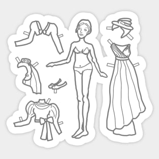 Paper Doll Sketch - Neo-Classical Clothes Sticker